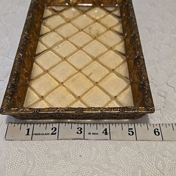 Elegant Brown and Gold  Trinket Tray Vintage - Picture 4 of 11
